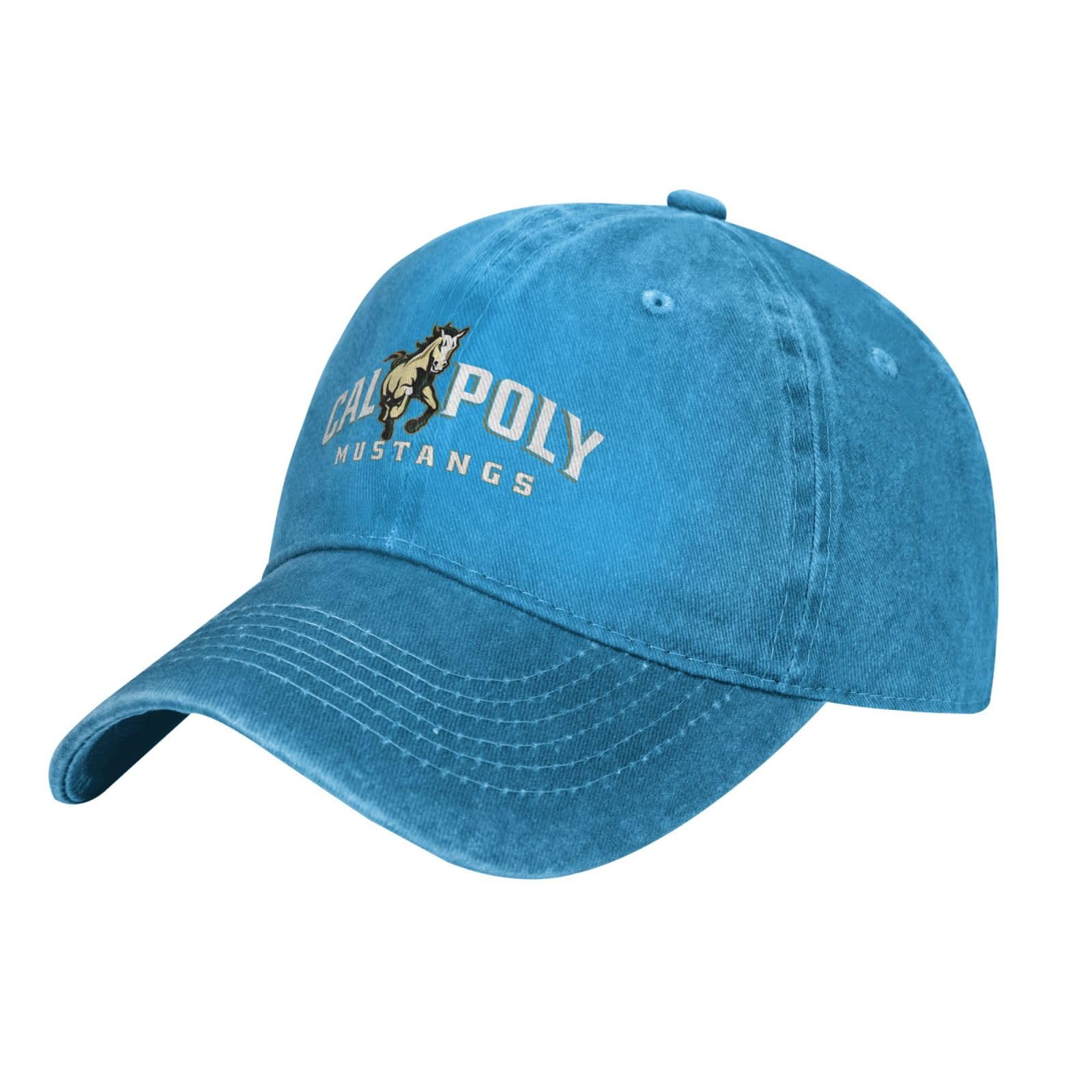 Dpgufpv Unisex Blue Cal Poly Mustangs Hat Adjustable Baseball Cap Cotton Cowboy Hat, Fashionable For Man Woman