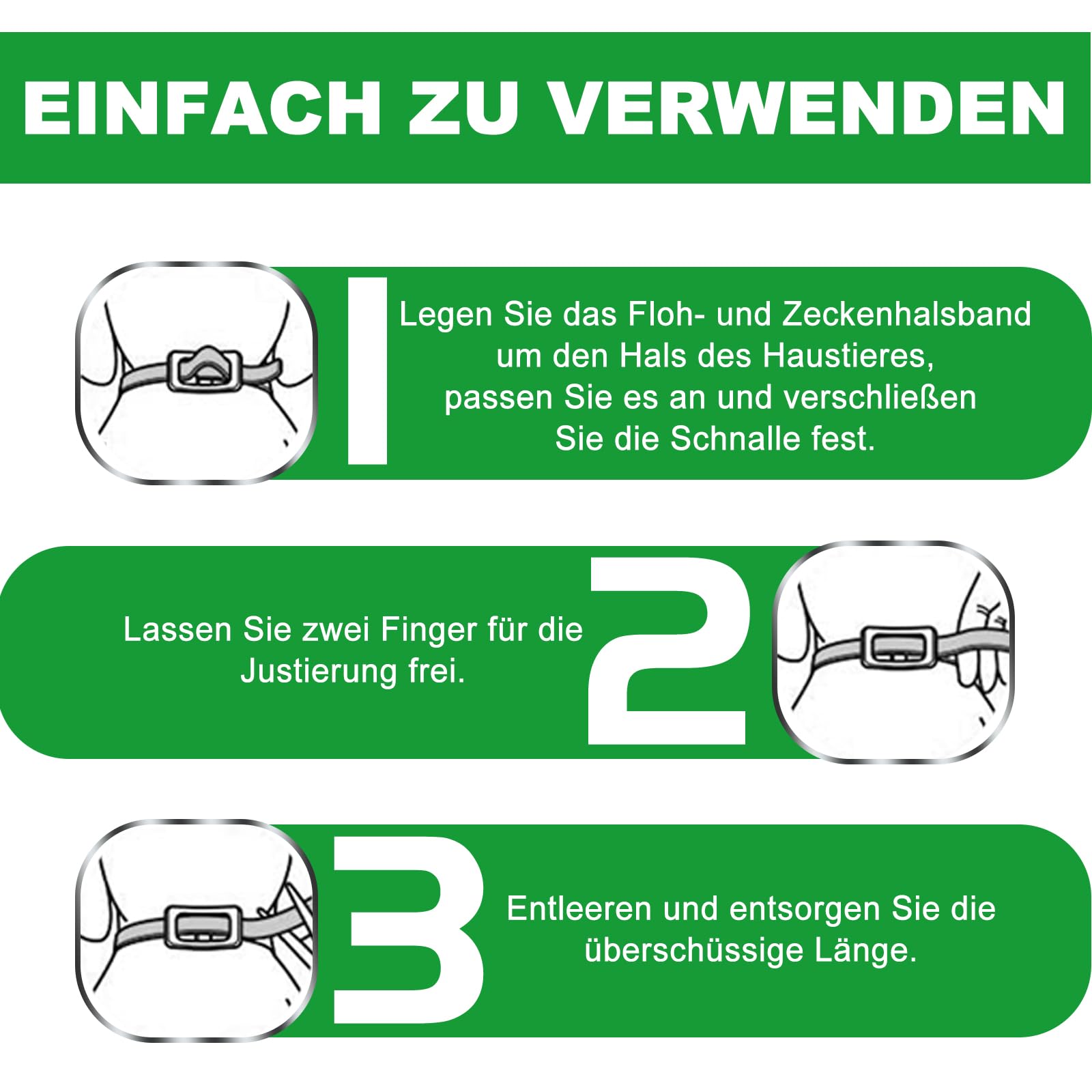 Zeckenhalsband für Hunde, Flohhalsband für Hunde, Verstellbar und Wasserdicht, Sicher und Natürlich, 65 cm Length, 24 Monate Schutz, für Kleine, Mittelgroße und Große Hunde
