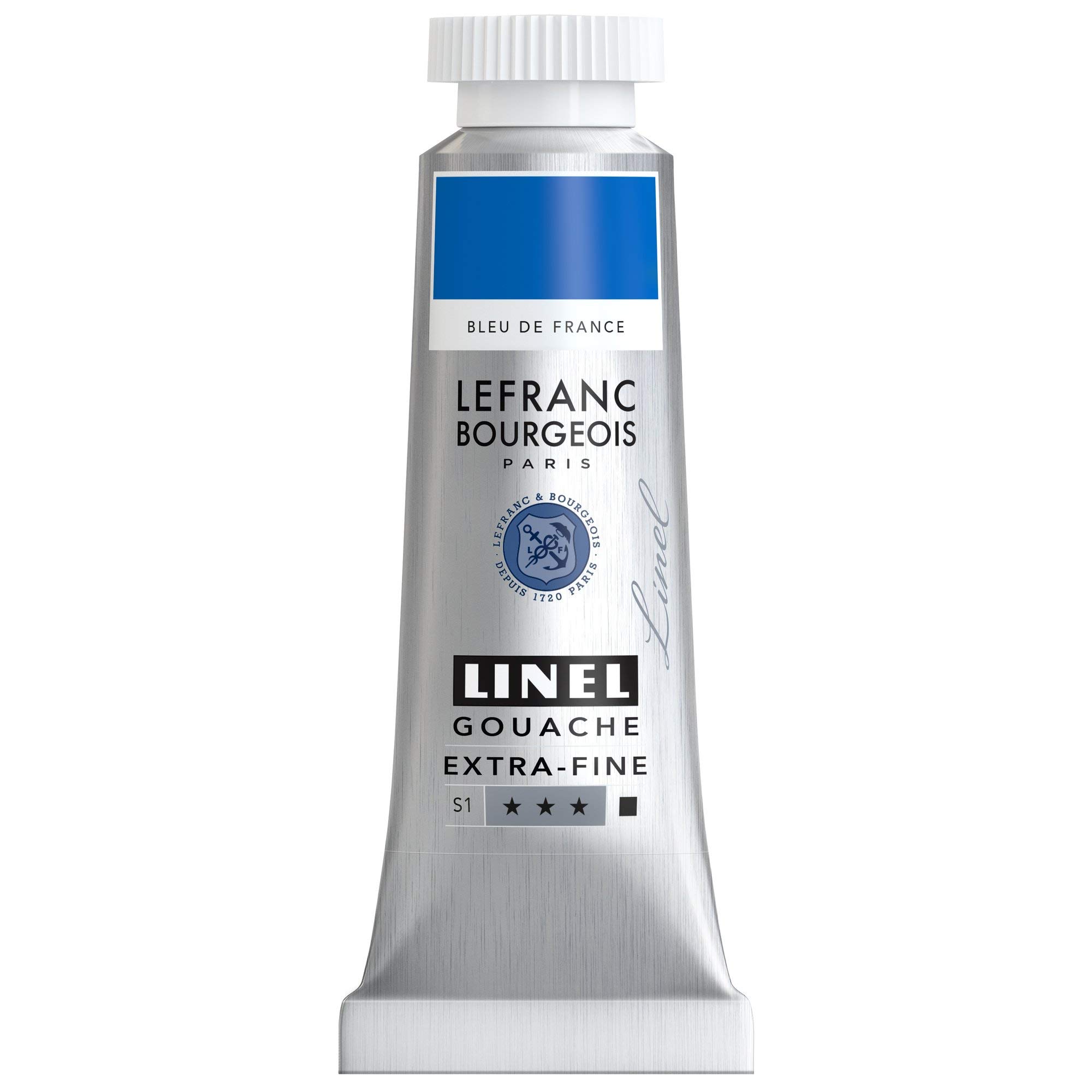 Lefranc Bourgeois 301193 Linel Gouache Extra Fine and Smooth Watercolours with Maximum Colour Intensity, Luminosity for Streak-Free Application, 14 ml Tube - French Blue