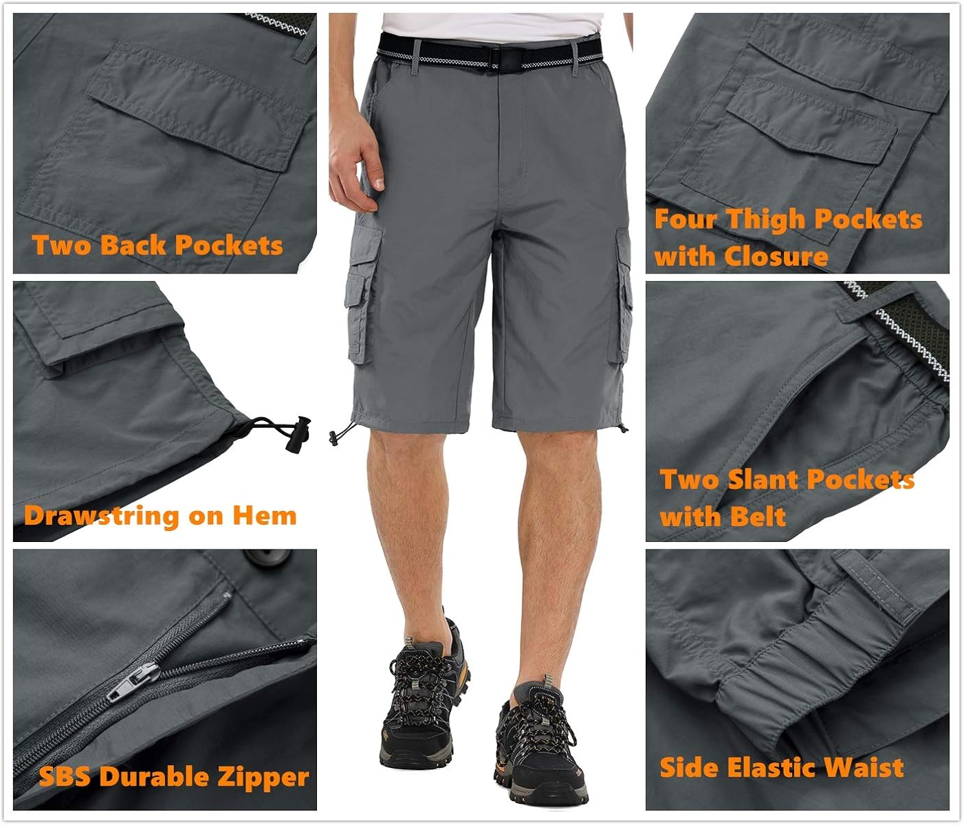 Men's Outdoor Casual Expandable Waist Lightweight Water Resistant Quick Dry Cargo Fishing Hiking Shorts : Sports & Outdoors