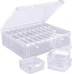 Mini Boîte de rangement en perles avec lids en plastique avec étiquette, petites pièces fournitures Beadig Artisans Organisateurs et conteneurs de stockage empilables (30, 5.5 * 5.5 * 2cm)