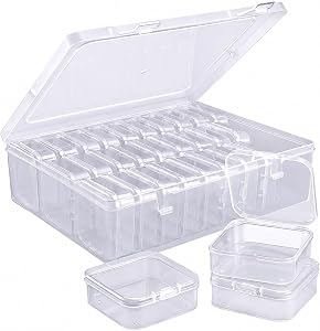 Mini Bead Storage Box with Lids Plastic with Label,Small Parts Beadig Supplies Craft Organizers and Storage Containers Stackable Clear (30, 5.5 * 5.5 * 2cm)