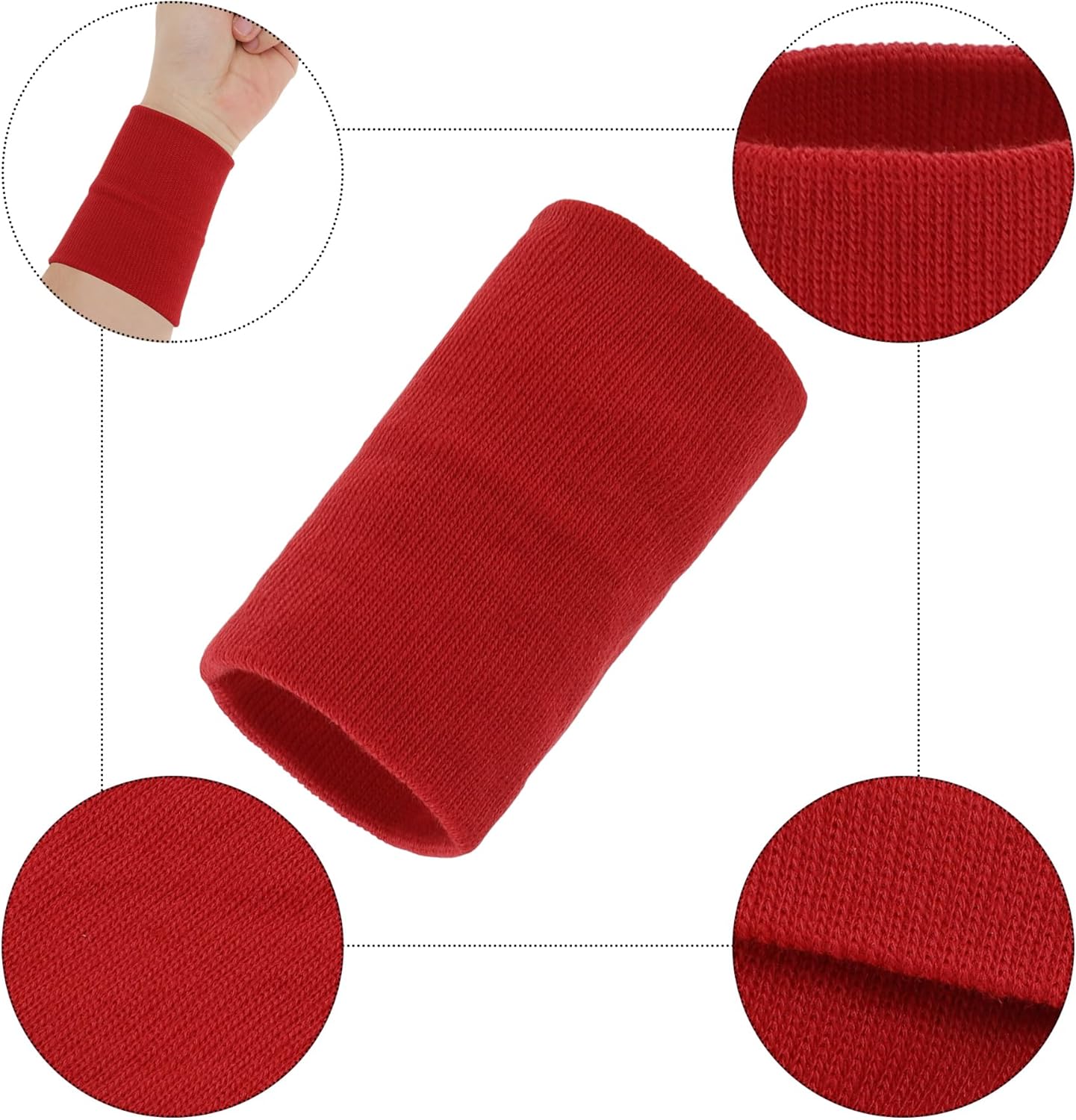 1 Pair Wristband, Sweat Absorbent, Quick Drying Sports Band, Sweatproof Wrist Band, Breathable Wrist Protection Band, Red, Non-Slip