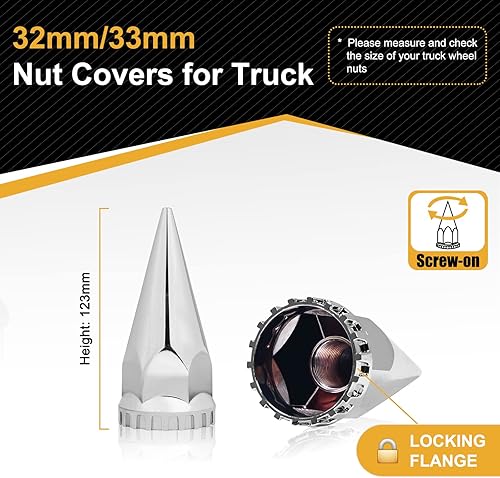 Miniatura 3 de HQALTY 20 cubiertas para tuercas de llanta de 1.260 in1.299 in, cubiertas de tuercas de espiga de plástico ABS cromado antioxidante roscado para