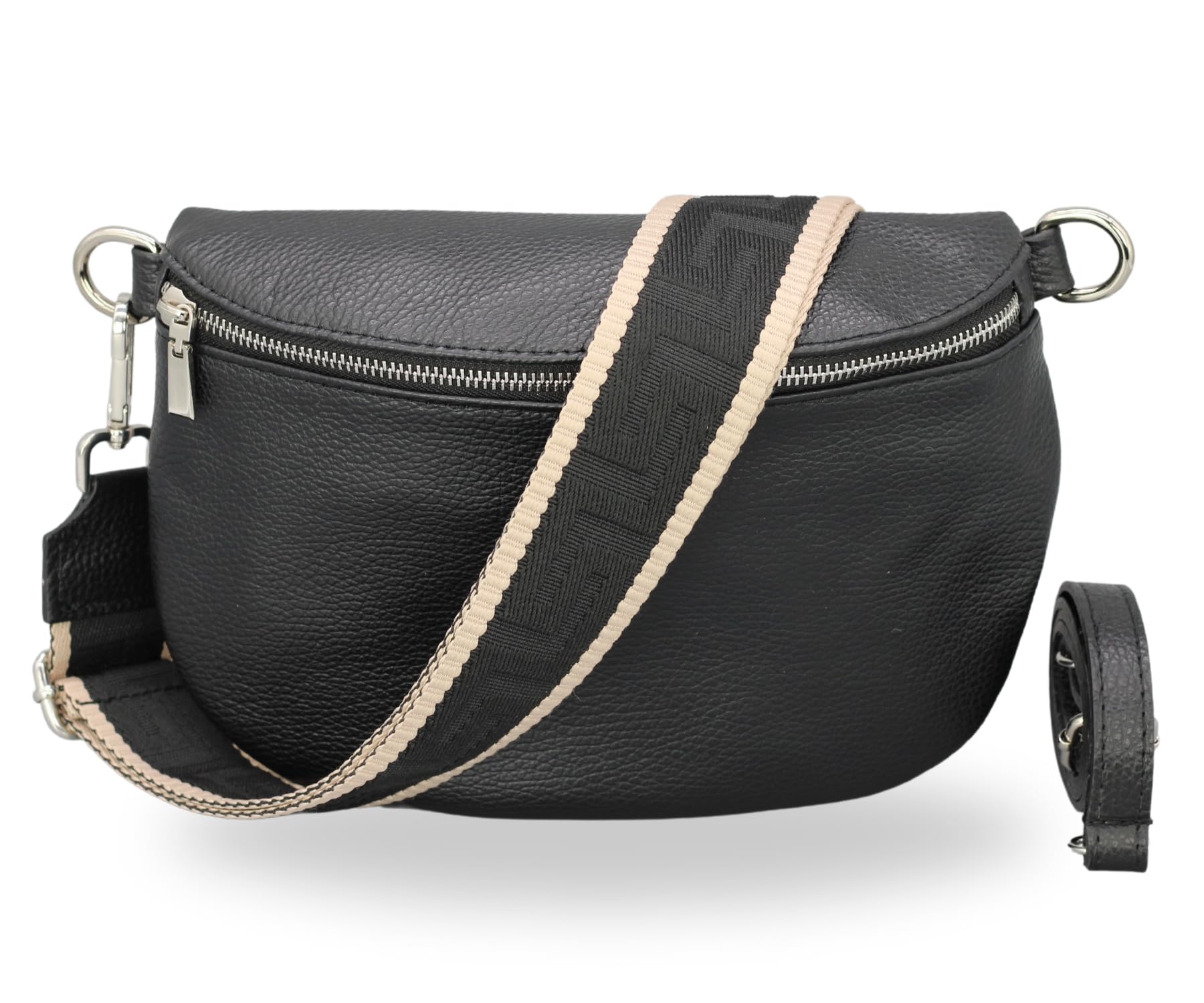 Brise Art AFIA Damen Bauchtasche Echtleder Handgefertigt Crossbody Bag | Damen Umhängetasche, Echtes Leder, Schultertasche mit Ledergurt & wahlweise gemustertem Riemen, 3 Fächer, Made in Italy
