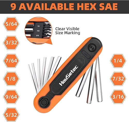Miniatura 5 de Allen - Juego de llaves Allen  Juego de llaves hexagonales métricas y estándar SAE plegables Allen  2 unidades portátiles pequeñas Allen juegos de