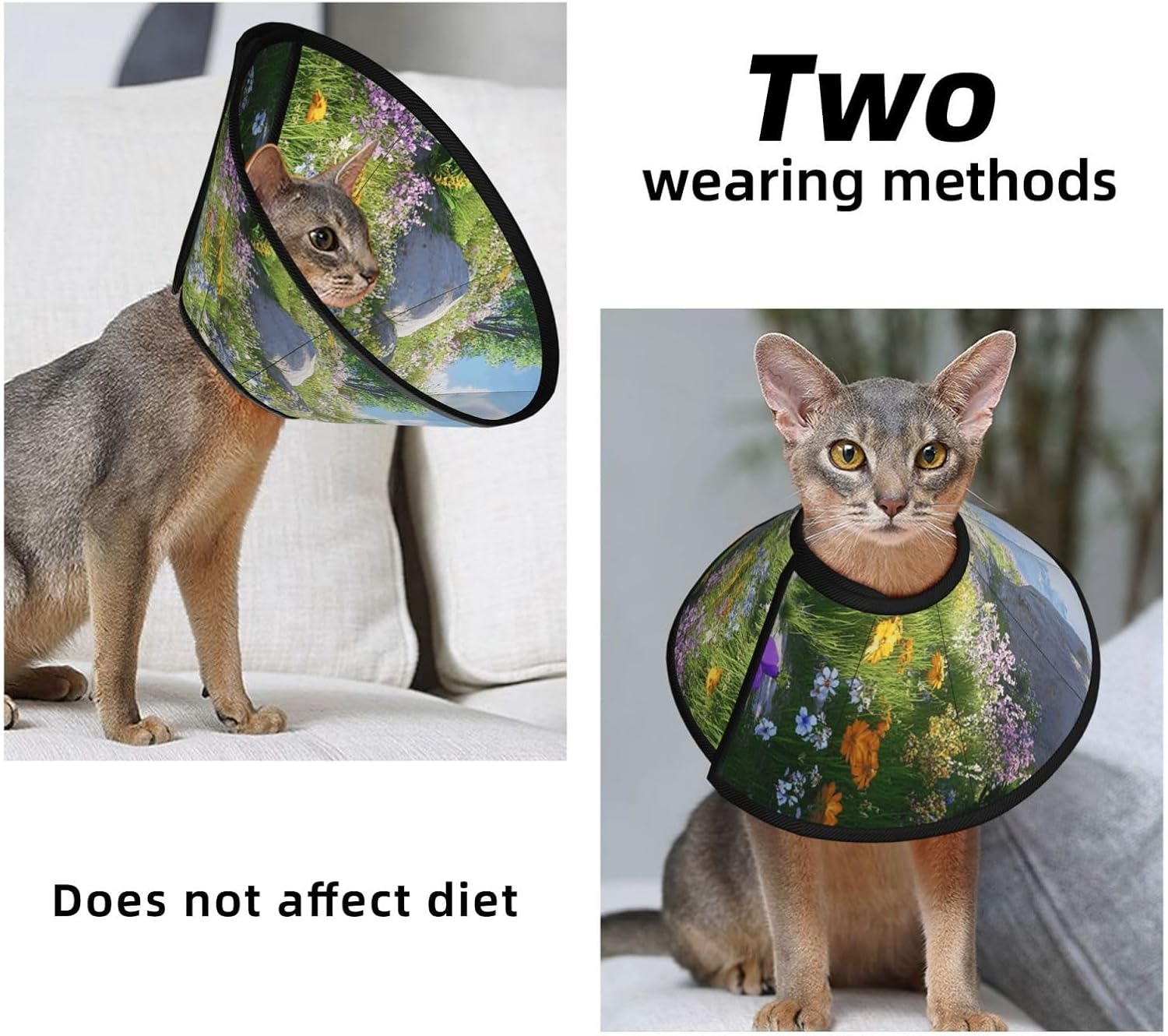 Custom Pet Cones - Unique Design Cat & Dog Cone, Collar for Post-Surgery Recovery, Adjustable Neck Valley Flowers Large