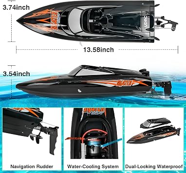 Cheerwing Skater RC Boat, Self-Righting Remote Control Boat 25km/h High Speed Racing Boats Toys for Pools & Lakes, 2 Batteries