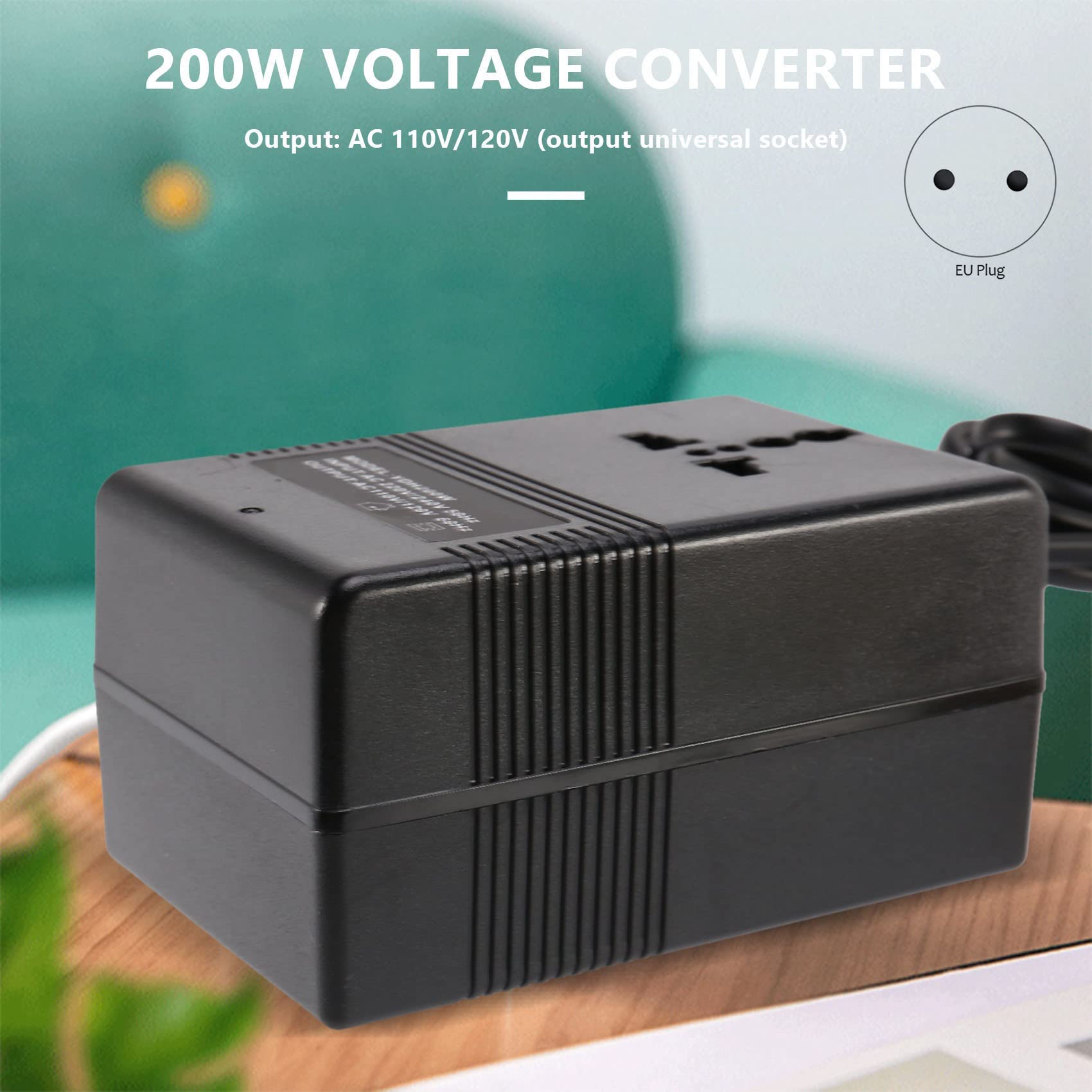Transformador Convertidor de Voltaje de 200W Reductor 220V 110V AC Reductor Convertidor de Voltaje de Viaje Convertidor Enchufe de la UE