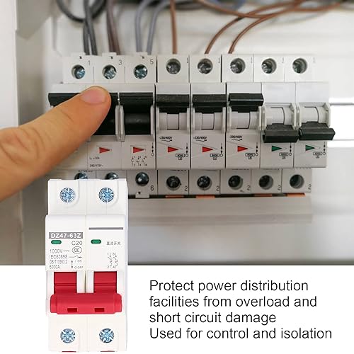 Miniatura 4 de Disyuntor en miniatura de CC, interruptor de desconexión de 2 polos, 1000 V, 20 A, montaje en riel DIN, aislador solar PV, protector de disyuntor de