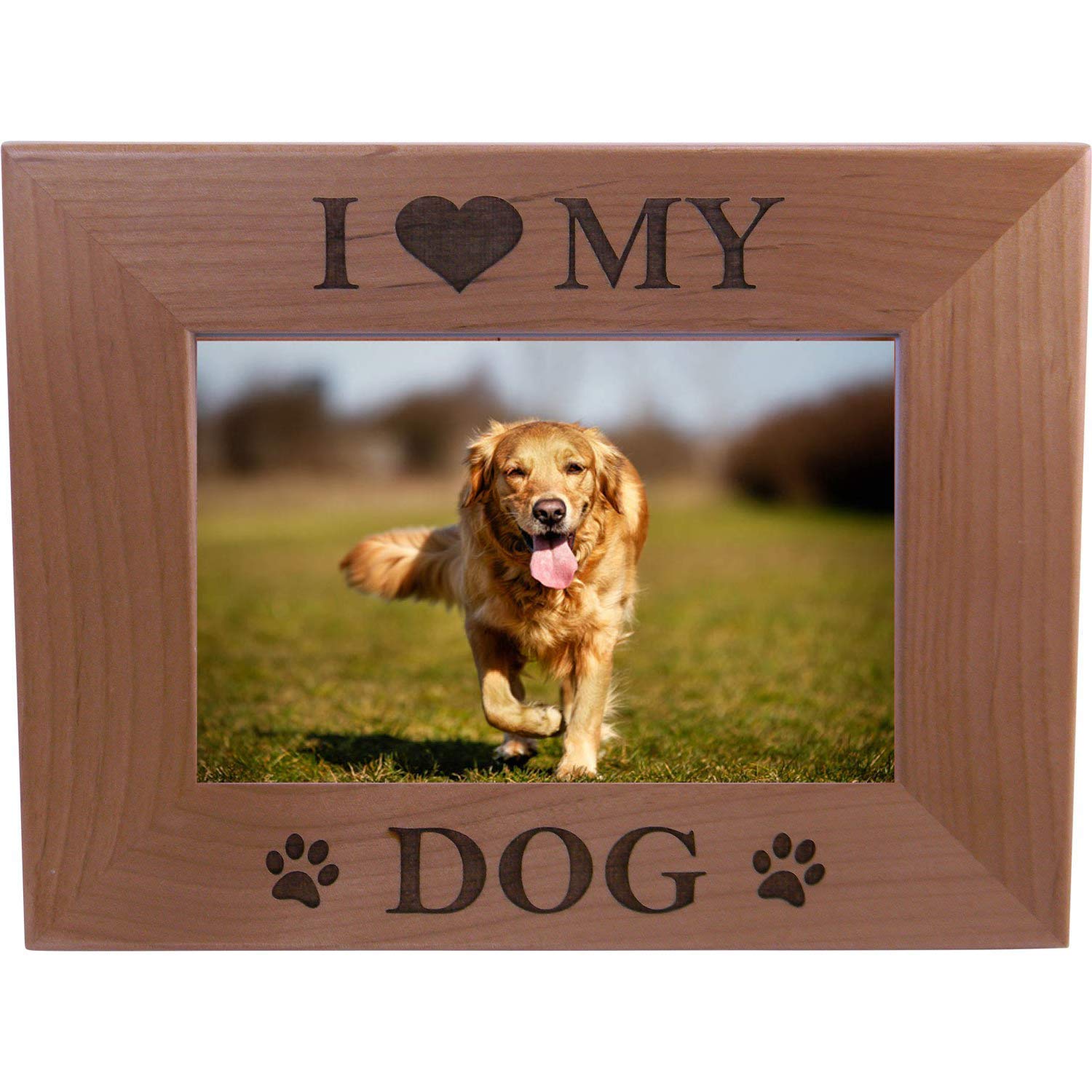 I Love My Dog 4x6 Inch Wood Picture Frame - Great Gift for a Dog Lover