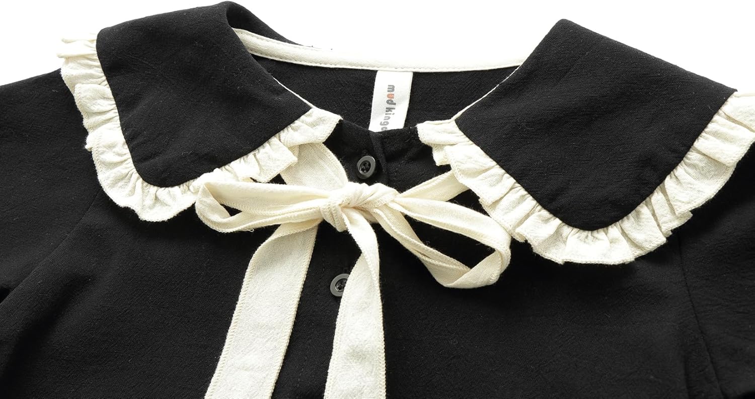Mud Kingdom Girls Blouse Shirts Spring Fall Long Sleeve Button-Down Top Ruffle Collar - Image 5