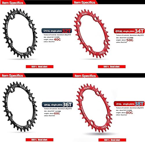 Miniatura 23 de YBEKI Plato de 104BCD redondo ovalado, estrecho, ancho, para bicicleta de montaña de 8, 9, 10, 11 velocidades, bicicleta de montaña, BMX, 30T, 32T