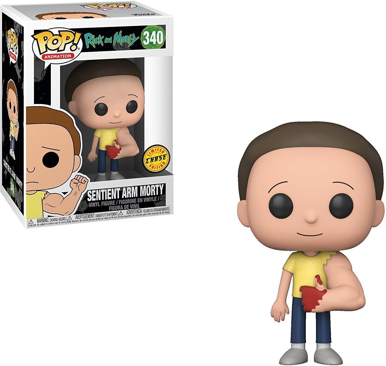 Funko Pop! Animation: Rick and Morty - Bloody Sentient Arm Morty Chase Variant Limited Edition Vinyl Figure (Includes Compatible Pop Box Protector Case)