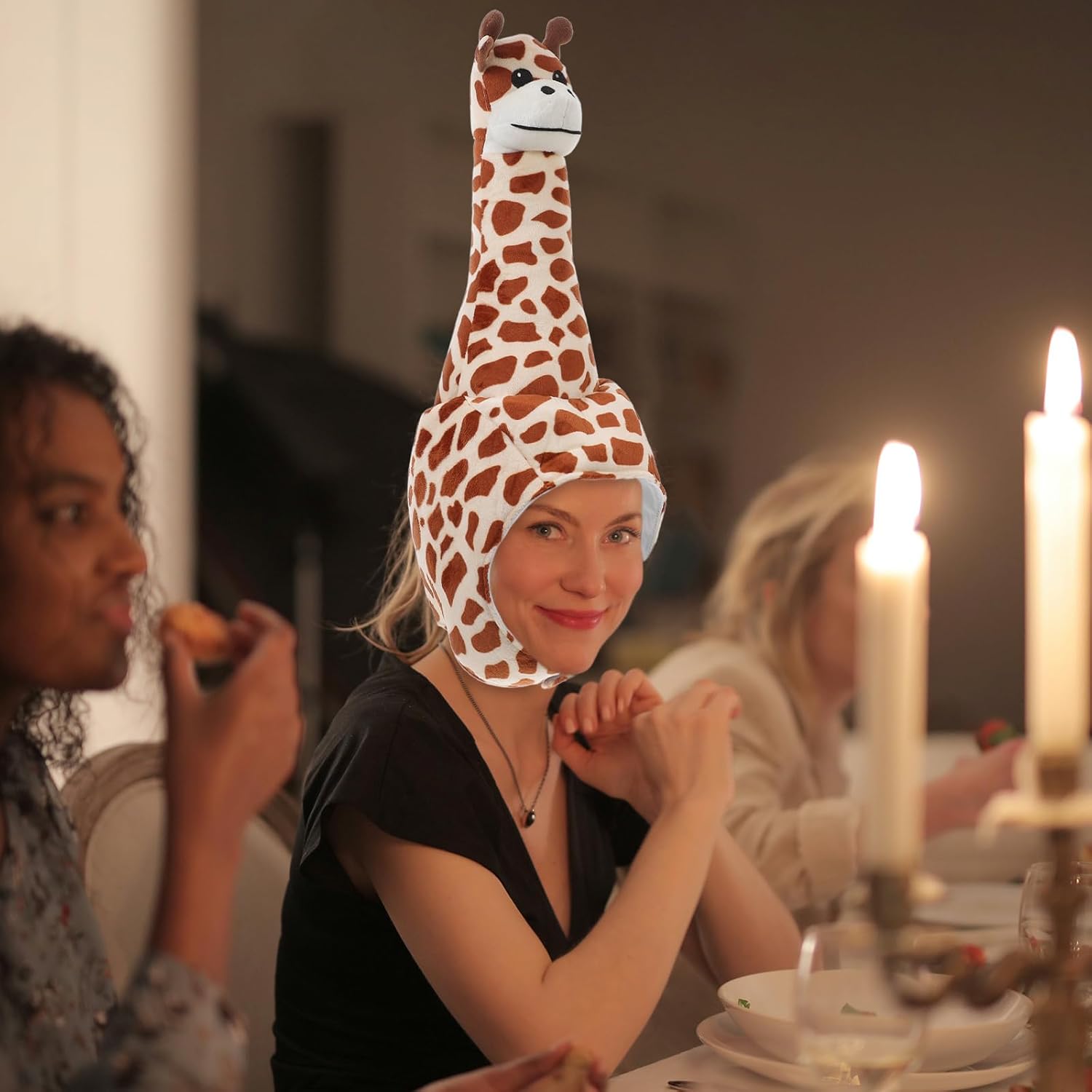 SAFIGLE Giraffe Hat：Giraffe Costume Hat Plush Animal Headwear for Adults and Kids - Cute and Funny Shape, Soft and Comfortable, Perfect for Parties, Cosplay, and Fun