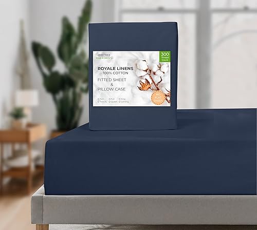 Miniatura 9 de ROYALE LINENS Sábana bajera ajustable con fundas de almohada, sábanas bajeras King con 2 fundas de almohada, 300 hilos, 100% algodón orgánico, se