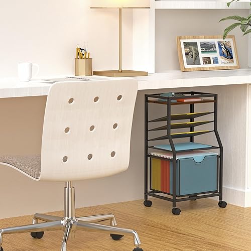 Miniatura 7 de BOHDK Carro de archivos, carrito de archivos con cajón para colgar carpetas de archivos, carrito de oficina Sdurty para debajo del escritorio,