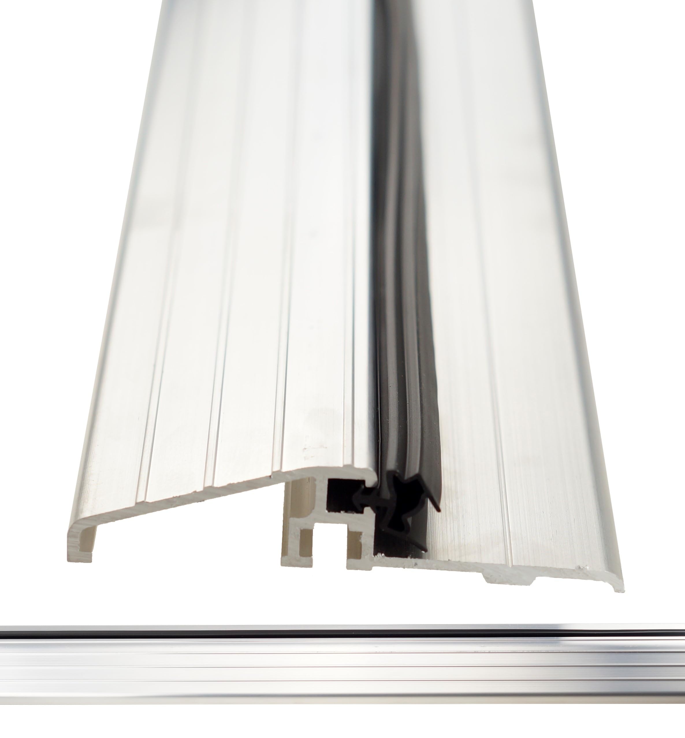 Seuil de Porte Aluminium 93cm Joint Noir Recoupable | Profilé de transition, anti-froid et poussière, idéal intérieur, montage facile
