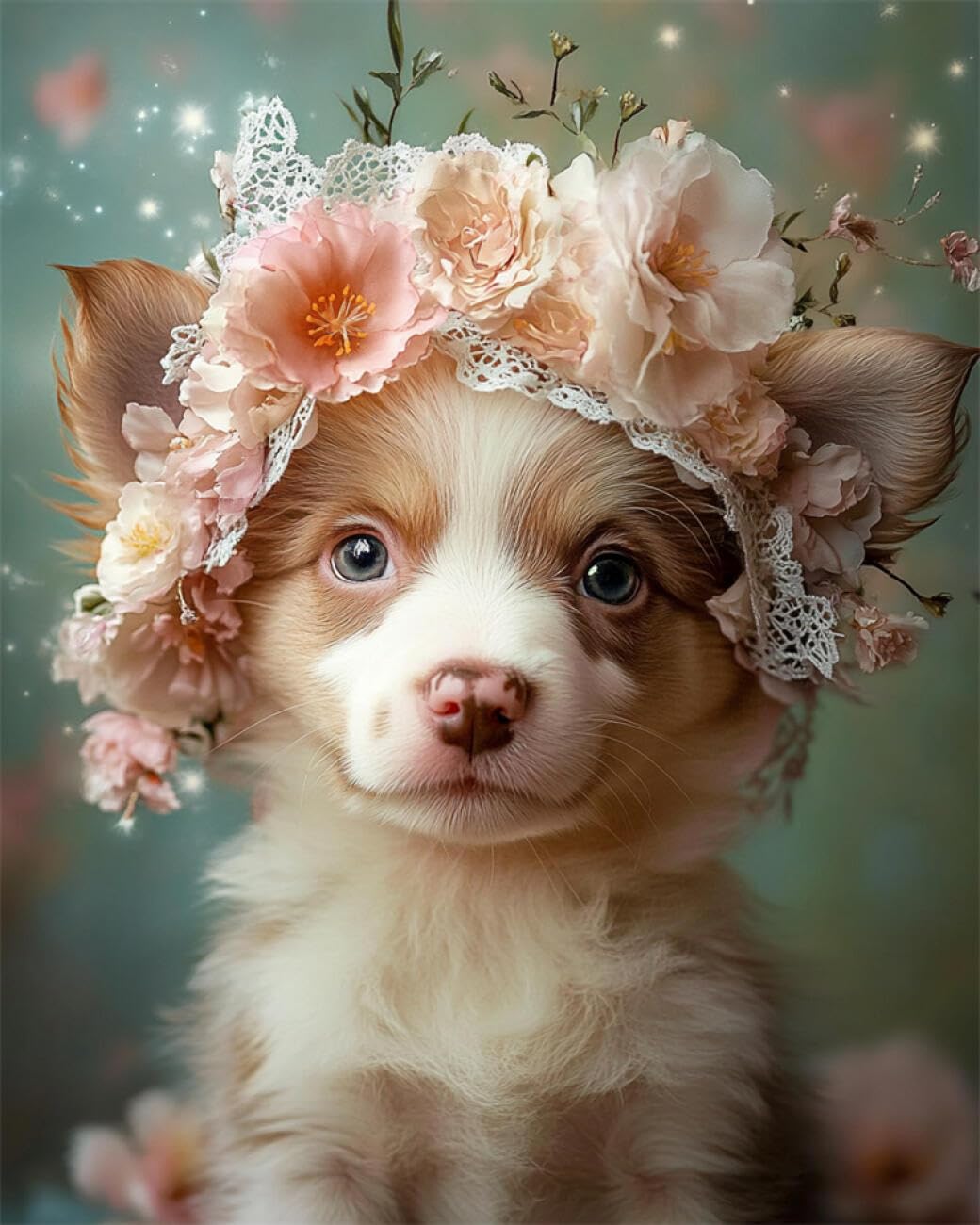 AYAOYANGGO Animal DIY Bead Embroidery Kit Dogs and Flowers Bead Embroidery Kit for Adults Needlepoint Tapestry Set Beaded Stitching 40x50cm