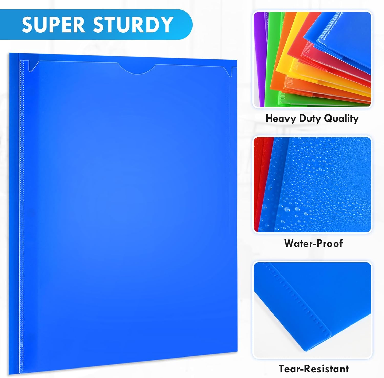 Officygnet 48 Pack Plastic Folders with Pockets and Prongs, Bulk 2 Pocket Folders with Brads and Clear Front, Multicolor Heavy Duty Plastic Folder for Office School Supplies, Letter Size Paper