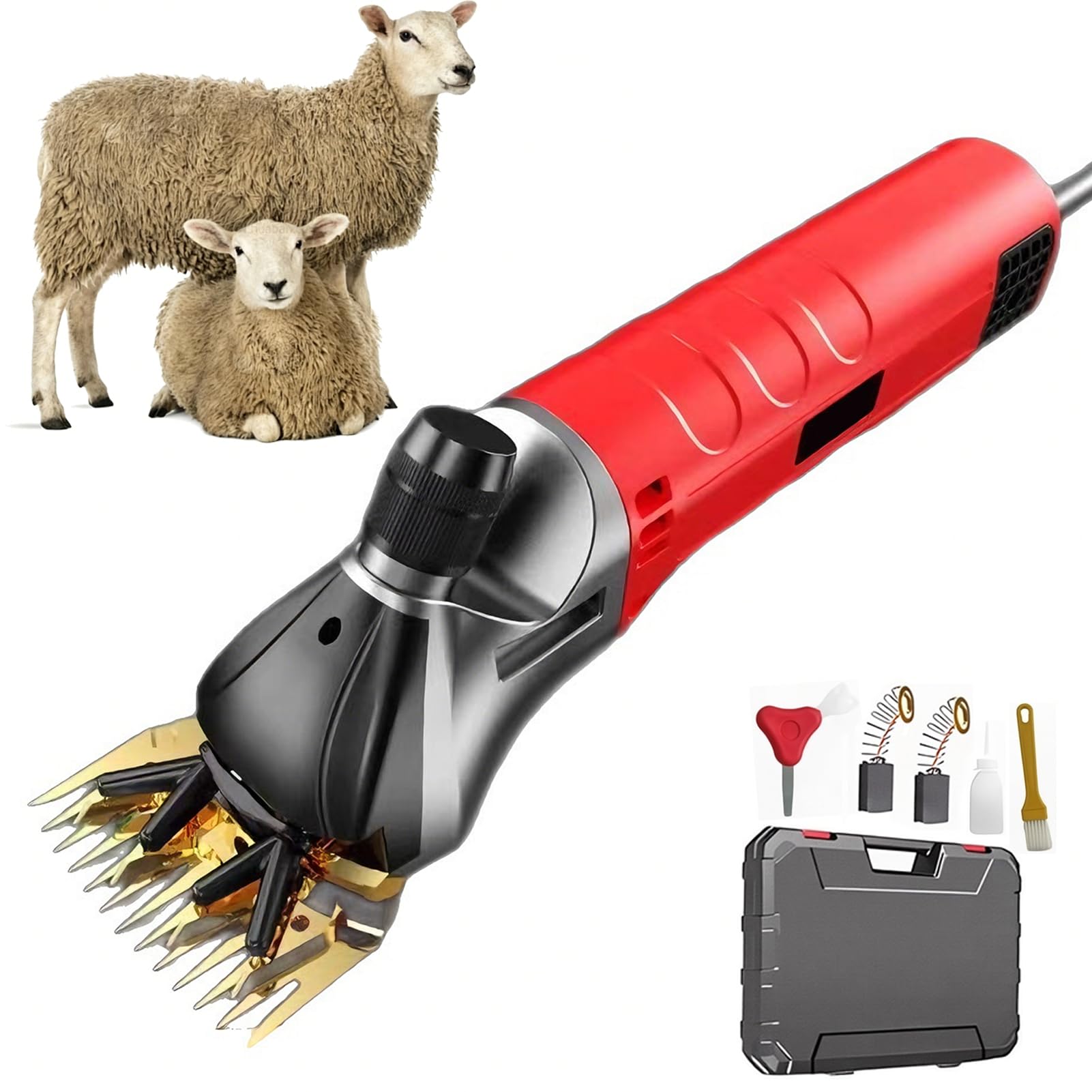 Tosatrice Elettrica 1200W per Pecore, Forbici a 9 Denti per Bestiame con Regolazione a 6 Velocità e Lame in Lega, Spaziatura delle Lame Regolabile per Tosare Pecore Capre Bovini Fattoria Animali A