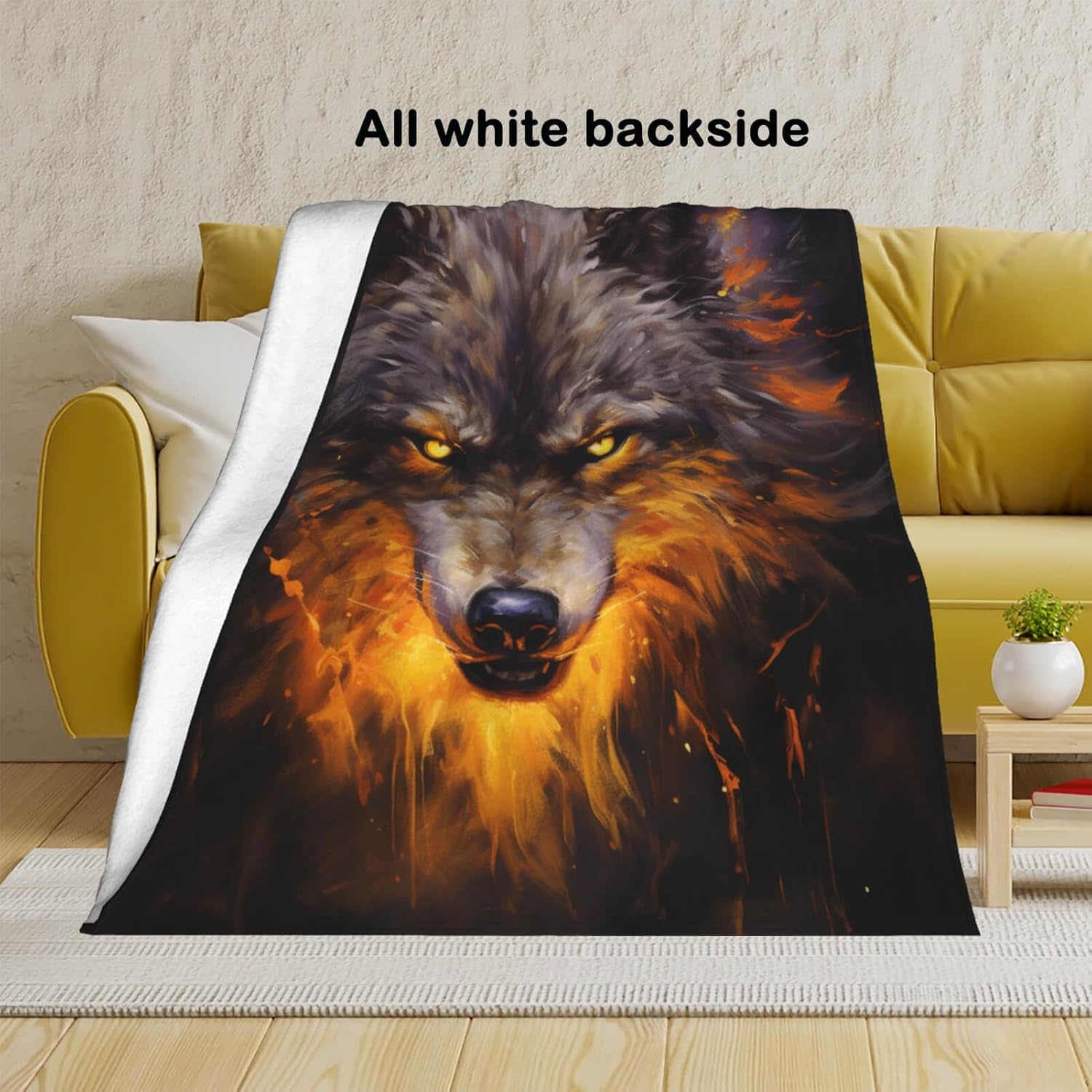 Firmiso Wolf Throw Blanket for Adults, Wolf Gifts for Men and Women, Wild Animal Home Decor for Bed and Living Room, Soft Fleece Throw, 60x50 Inches, 310 GSM, Single Side Printed