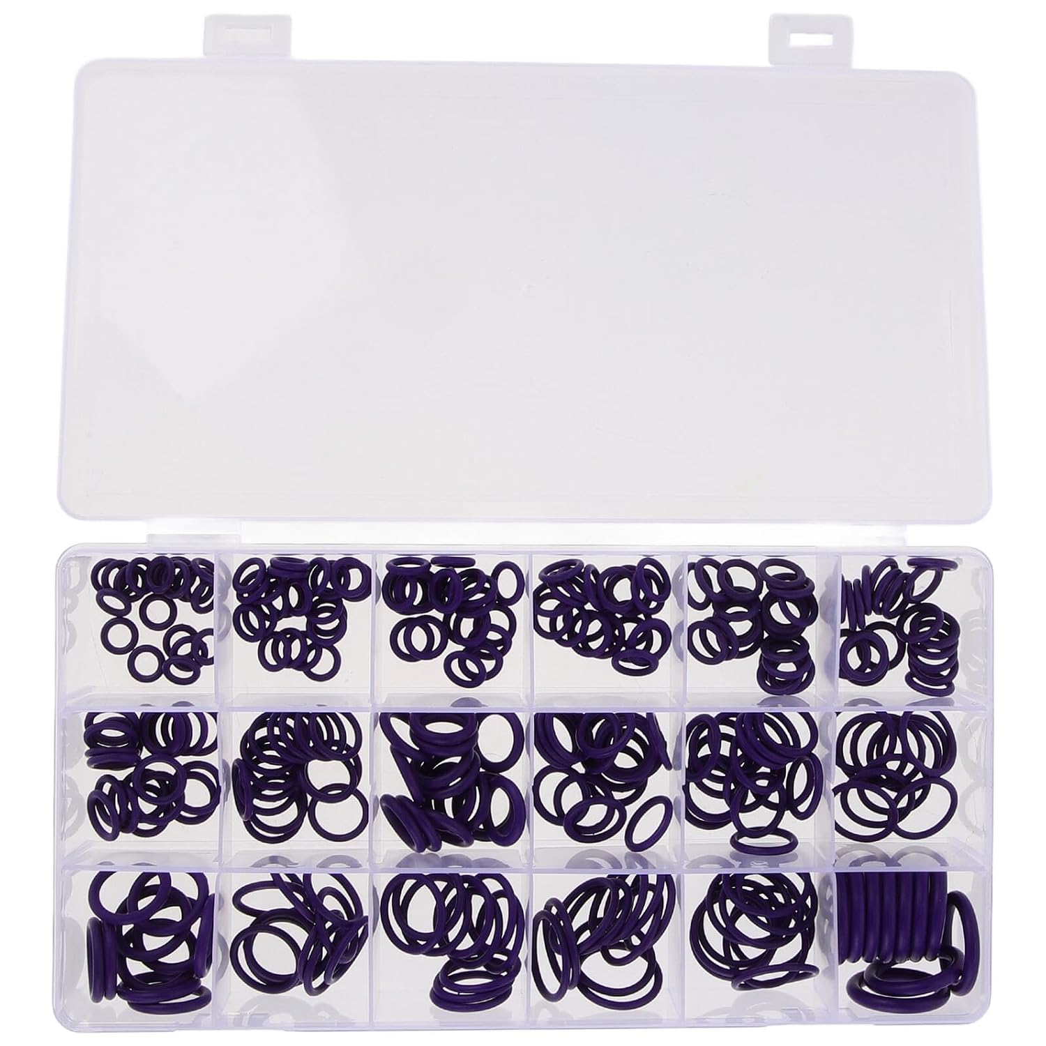 270pcs Automotive O-Rings Kit Purple Rubber Sealing Rings for Car Air Conditioner Compressor Repair, Assorted Sizes for Air Conditioning System Maintenance