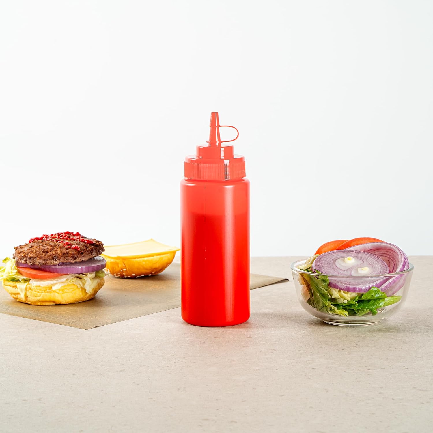 Restaurantware 16 oz Red Plastic Squeeze Bottle