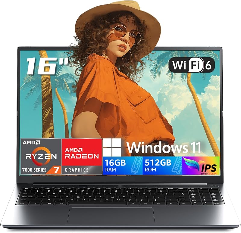 2026 AMD Gaming Laptop with Ryzen 7 5700U Processor(8C/16T, Up to 4.3GHz), AMD Radeon™ Graphics, 16GB RAM 512GB NVMe SSD, 15.6“ FHD Display Laptop with BK, WiFi 6, HDMI, Type-C, Webcam Cover Slide