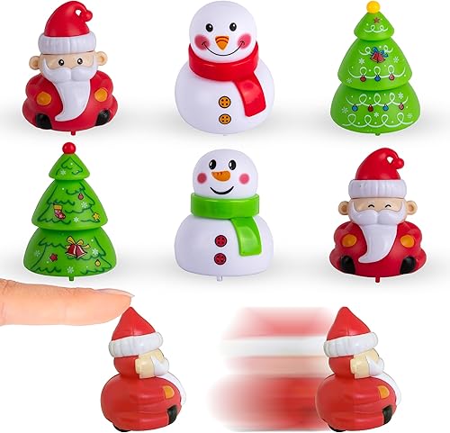 ArtCreativity Autos de Navidad Juego de 6 autos de tracción hacia atrás Juguetes para niños con diseños navideños Juguetes temáticos de Navidad