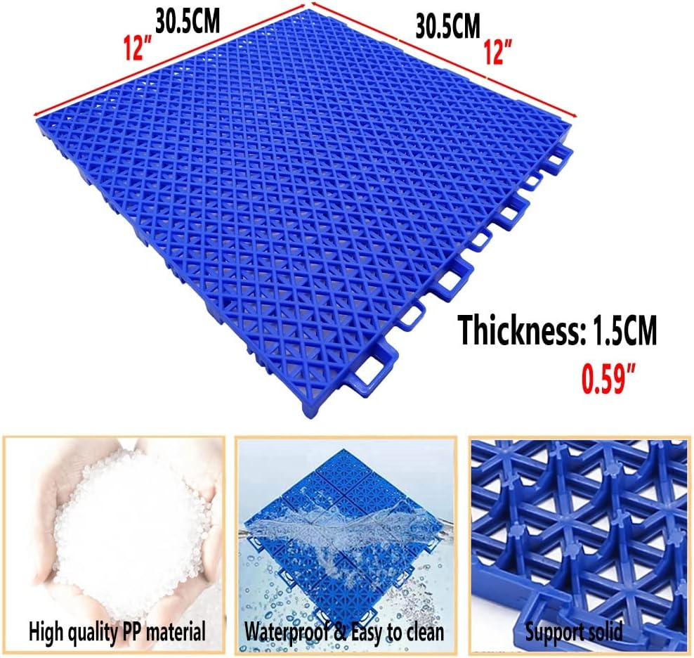 Yellow 1PC Interlocking Outdoor Plastic Sports Floor Tile, 1ft Modular Kindergarten Playground Tiles, Colorful Puzzle Flooring for Kids' Play Areas, Durable & Safe