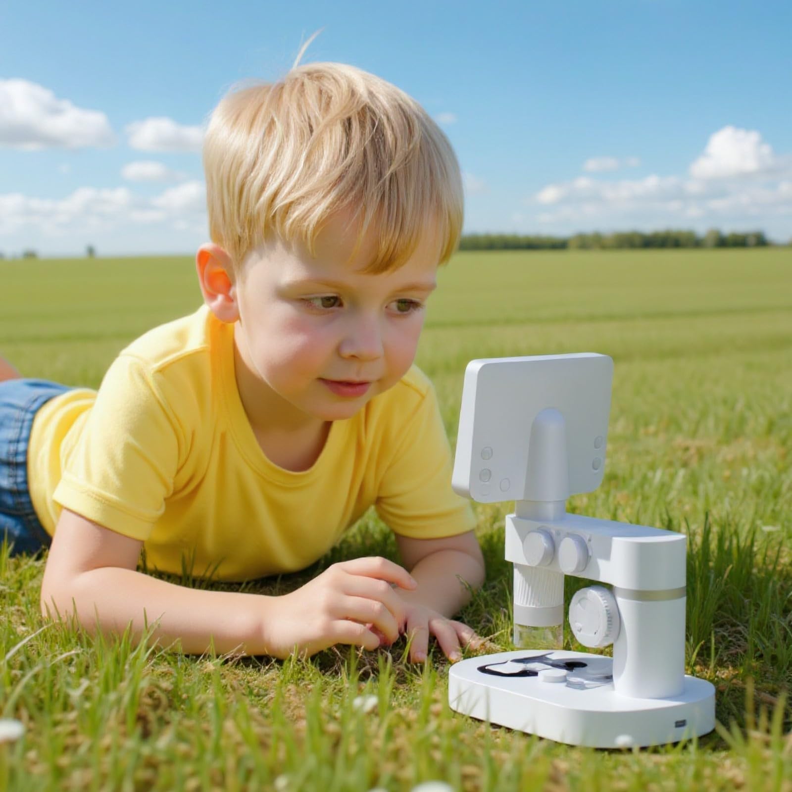 LCD Digital Microscope, 7 Inch IPS Display, 1080P, 50x-2000X Magnification Biological Microscope, With Dual Lenses, 11 Adjustable LED Lights, 12MP