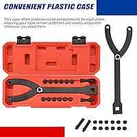 Vista 5 de Llave de llave de pasador variable, kit de llave inglesa ajustable de 15 piezas, soporte de polea de embrague de ventilador de trinquete de 1/2