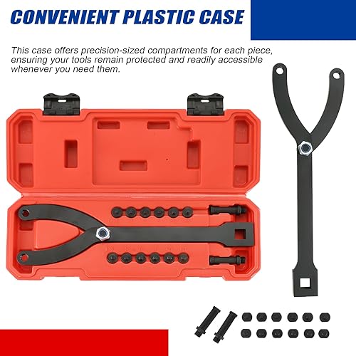 Miniatura 5 de Llave inglesa de pasador variable, 15 pines ajustables con pasadores de llave variable, 12 pulgada de trinquete de ventilador de embrague, kit de