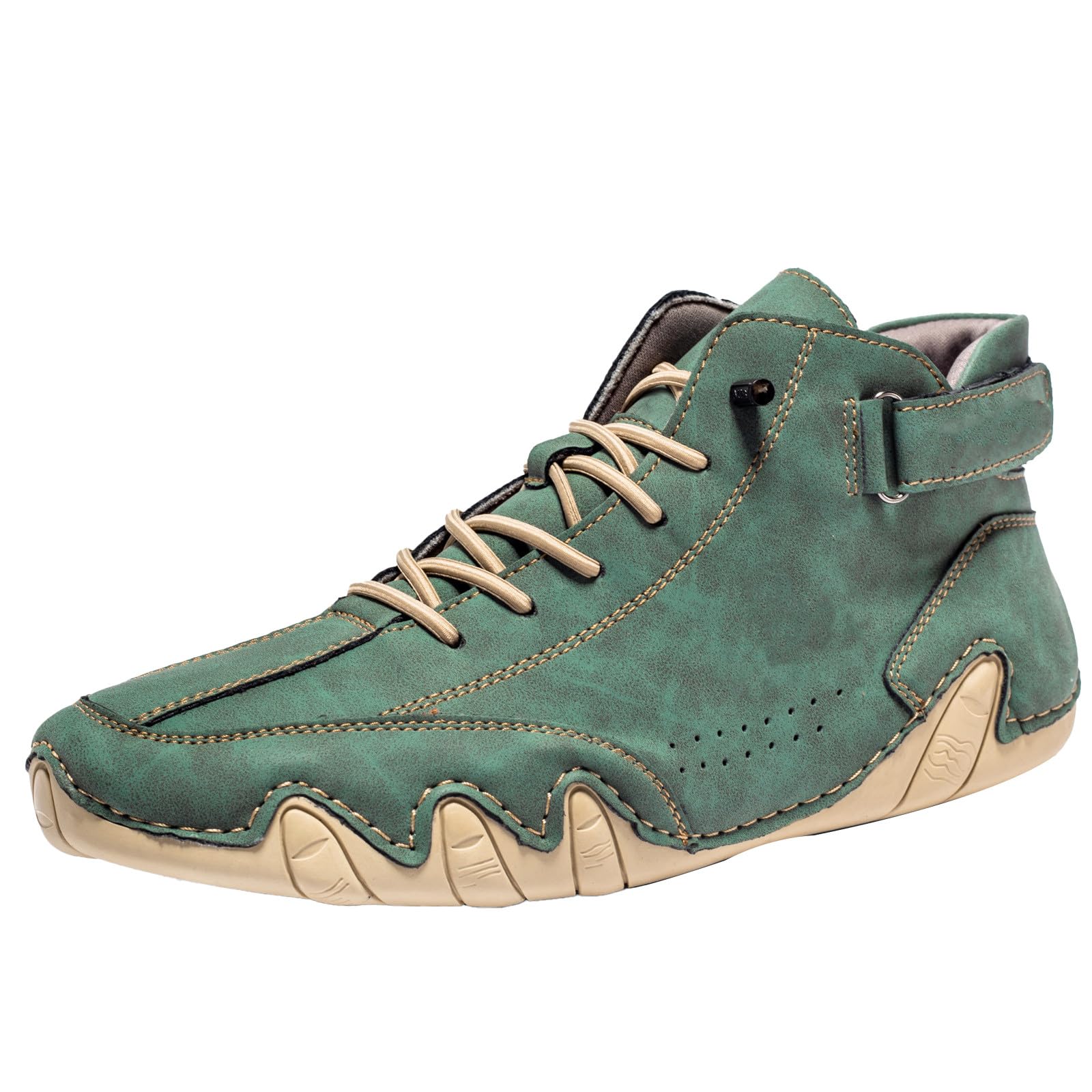 Męskie buty na co dzień, skórzane, wysokie, inspirowane naturą, sznurowane buty do chodzenia z naturalnym teksturowanym wykończeniem, wygodne obuwie do codziennego użytku do aktywności na świeżym