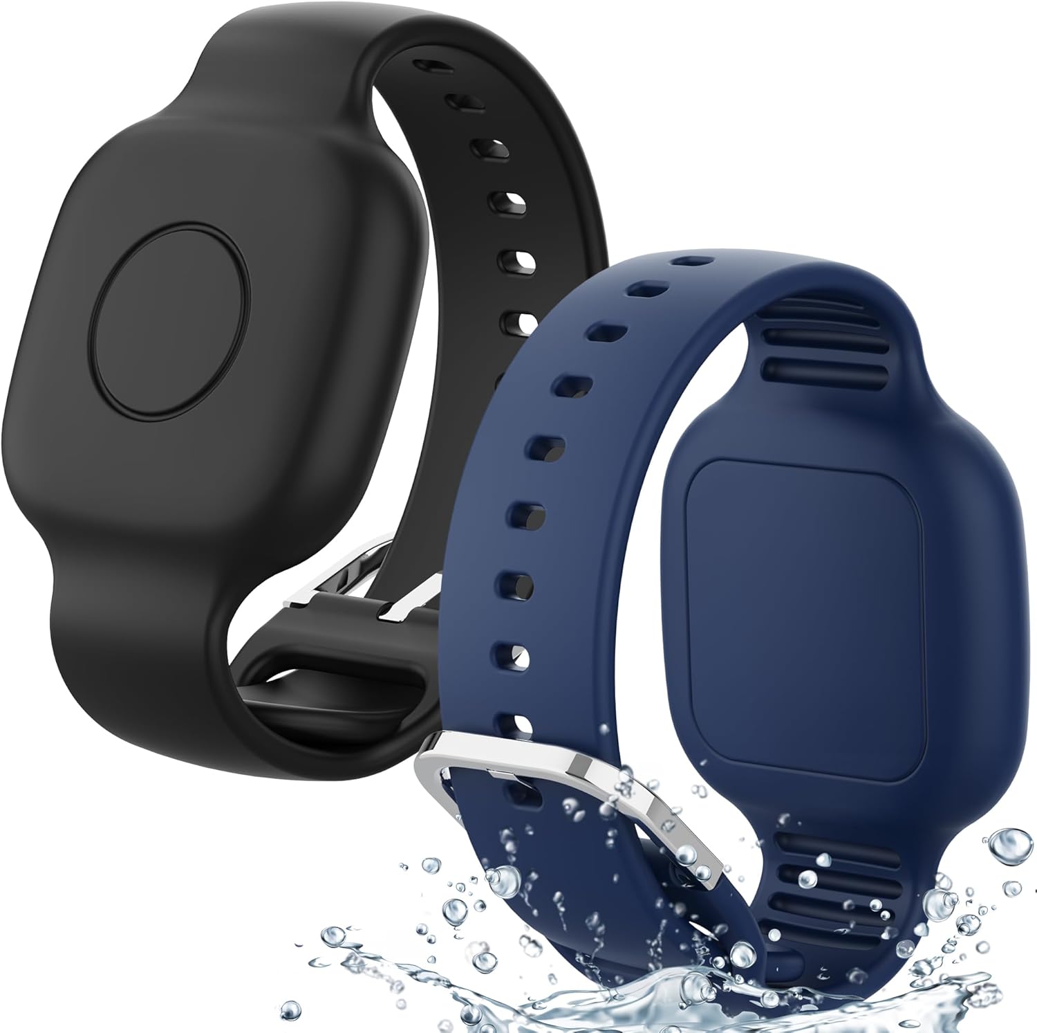 SkyArmorCase Waterproof Silicone Bracelet for Tile Mate 2024/2022 - Hidden GPS Tracker Holder, Adjustable for Kids Teens Elderly Black/Blue