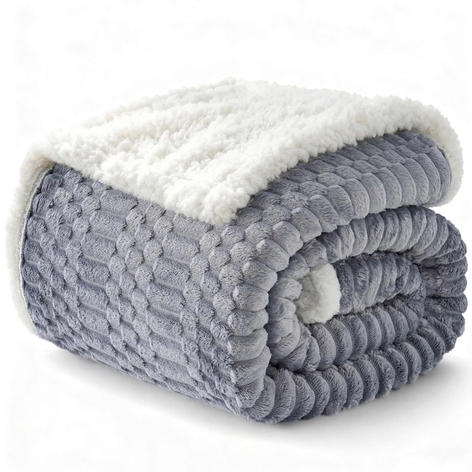Gracelife Sherpa Throw Blanket for Couch Flannel Cozy Soft Thick Blanket Warm Twin Blanket for Bed Fleece Home Decor Gifts, Z01 - Grey Blue, 200 * 230cm