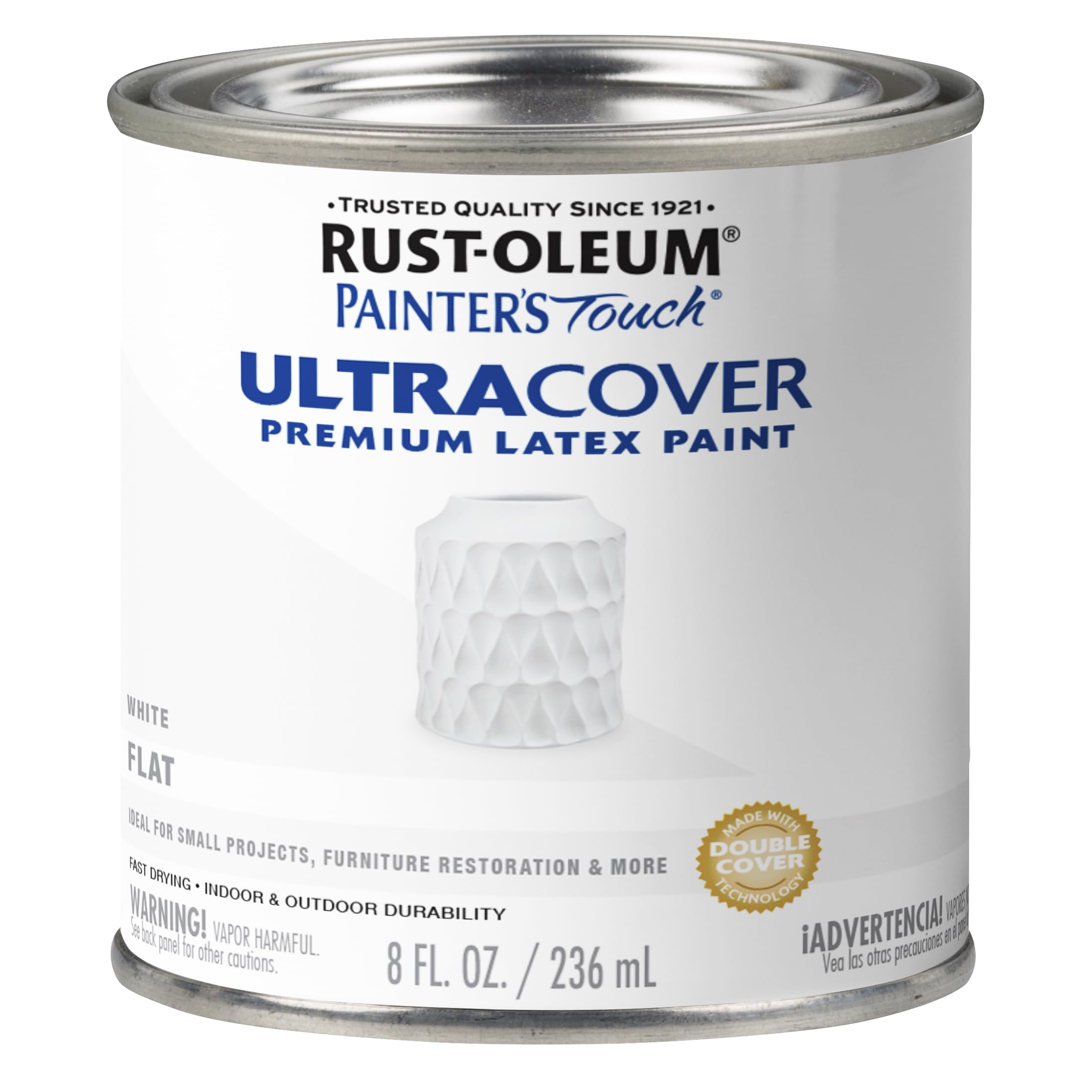 Rust-Oleum 1990730 Painter's Touch Latex Paint, Half Pint, Flat White, 8 Fl Oz (Pack of 1)