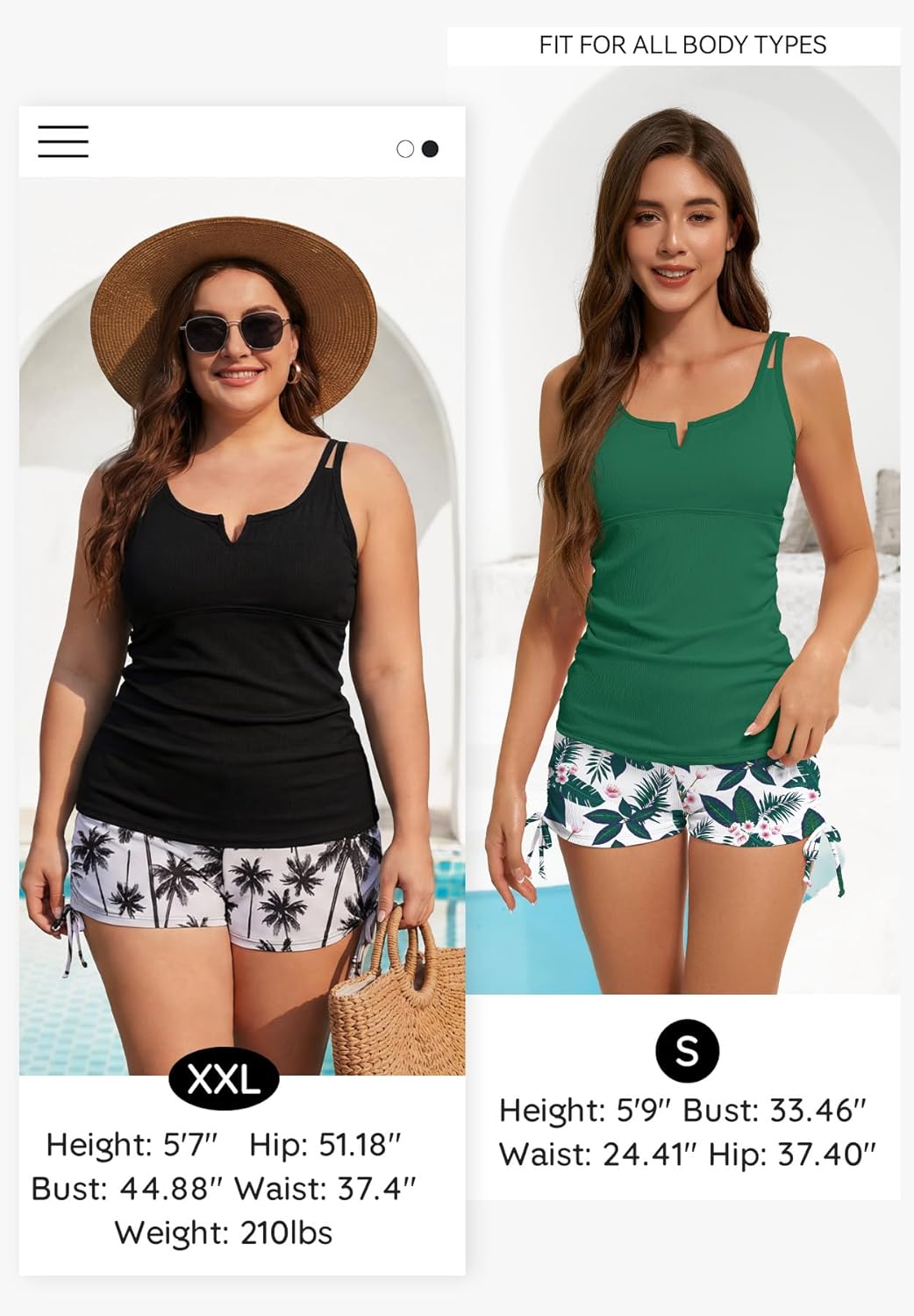 Zando Tankini Swimsuits for Women Tummy Control Bathing Suits Two Piece Swim Suits with Shorts Womens Tankini Top - Image 4