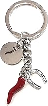 Mavijewel Pendulum Lucky Horn and Horseshoe Steel Keyring, silver, L
