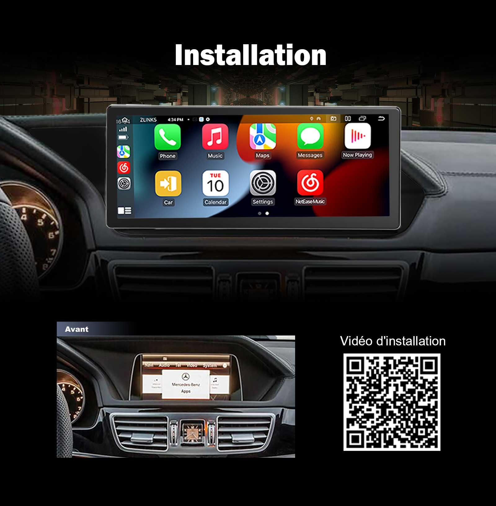 10.25" Android 16 Radio Coche Carplay para Mercedes E-Class W207 C207 A207 | Android Auto & CarPlay inalámbrico Bluetooth 5.1 IPS WiFi DAB+ Canbus GPS Navegador Canbus Comand