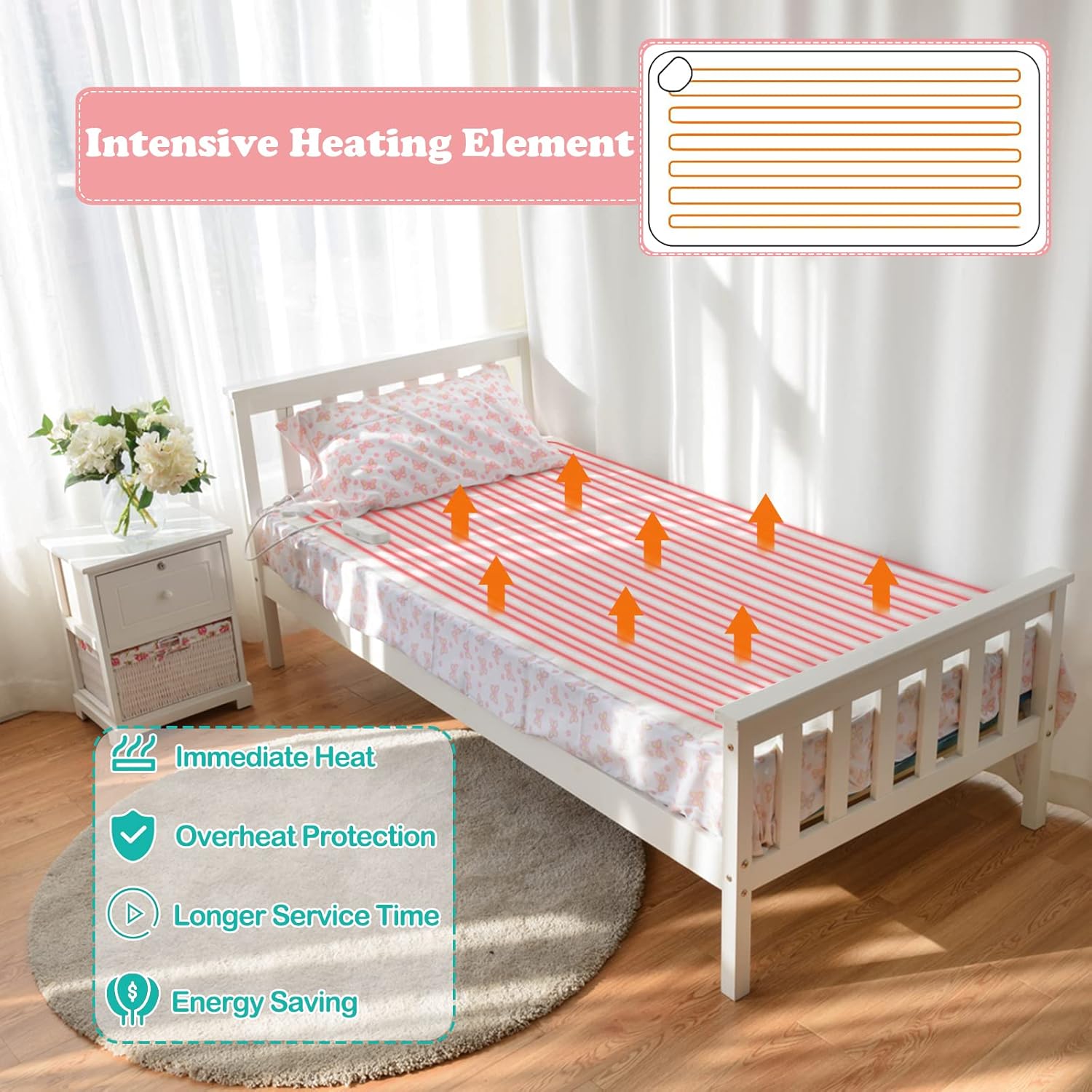 WELLHUT Massage Table Warmer, Heated Mattress Pad w/ 3 Heat Settings, Overheat Protection, Machine Washable Bed Warmer, Heat Pads for Home Spa : Beauty & Personal Care