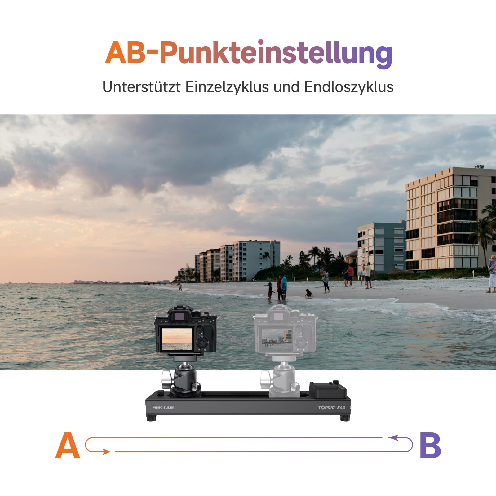 Accsoon 40cm Kamera Slider Motorisiert Videoschlitten, Bluetooth-Video-Slider mit APP & Knopfsteuerung - Elektrischer Kameraschlitten für Zeitraffer, Loop-Modus, 120° Panorama & Geschwindigkeitsregler