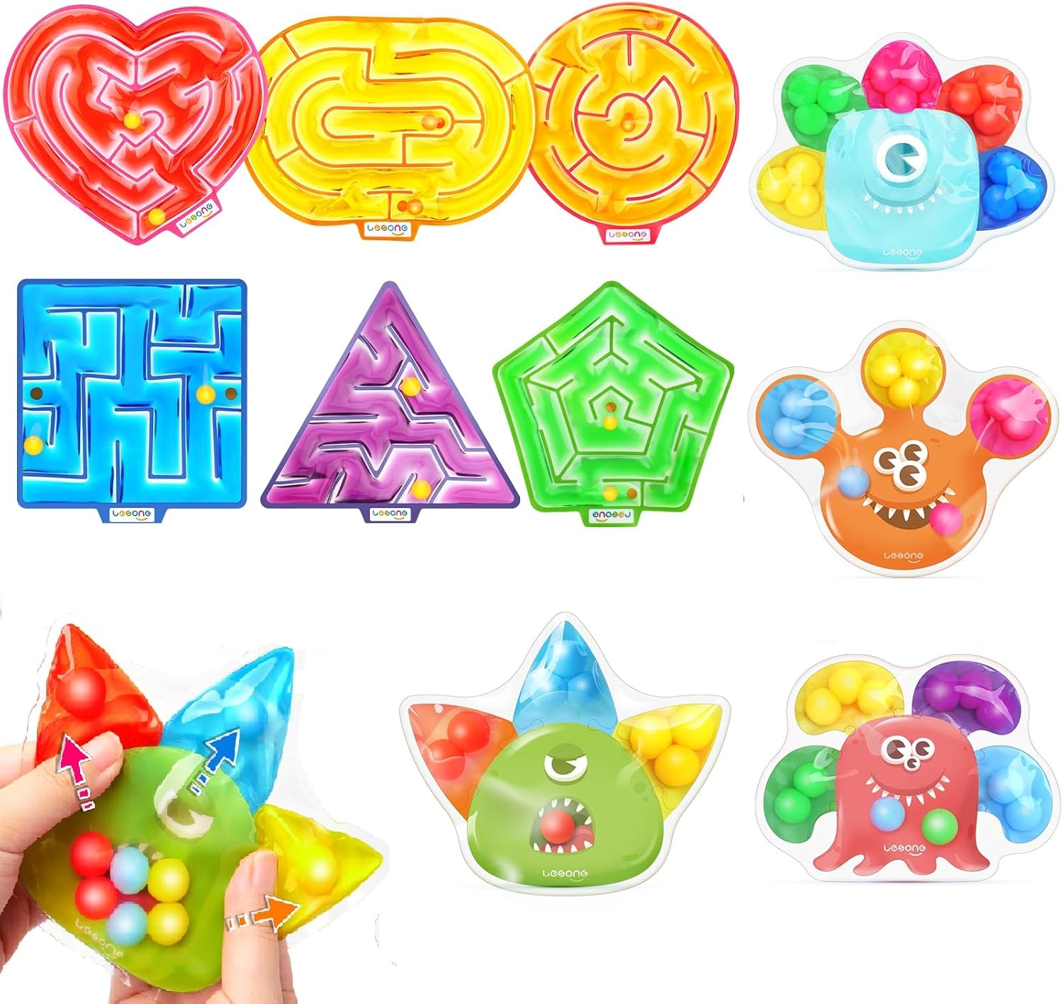 6 Pack Sensory Toys Maze and 4 Pack Color Sorting Sensory Toys Bundle