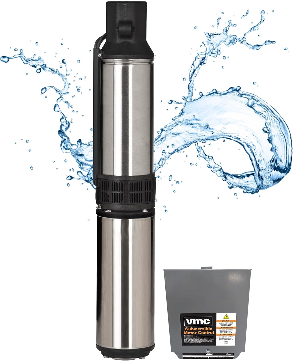 Bundle of Red Lion RL12G15-3W2V 4-inch Submersible Deep Well Pump, 1-1/2-HP, 12 GPM, 3-Wire, 230-Volt, Steel, 14942408 + Red Lion 640222 RLCB15-230 1.5-HP 230-Volt VMC Well Pump Control Box, Gray