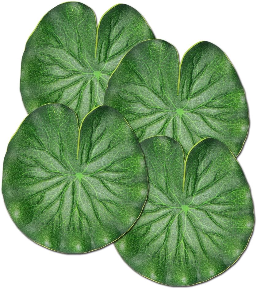Artificial Lotus Leaf Floating Foam for Pond Pool Tank Artificial Foliage Aquarium Decor Pack of 4 (10cm, Pack of 4)