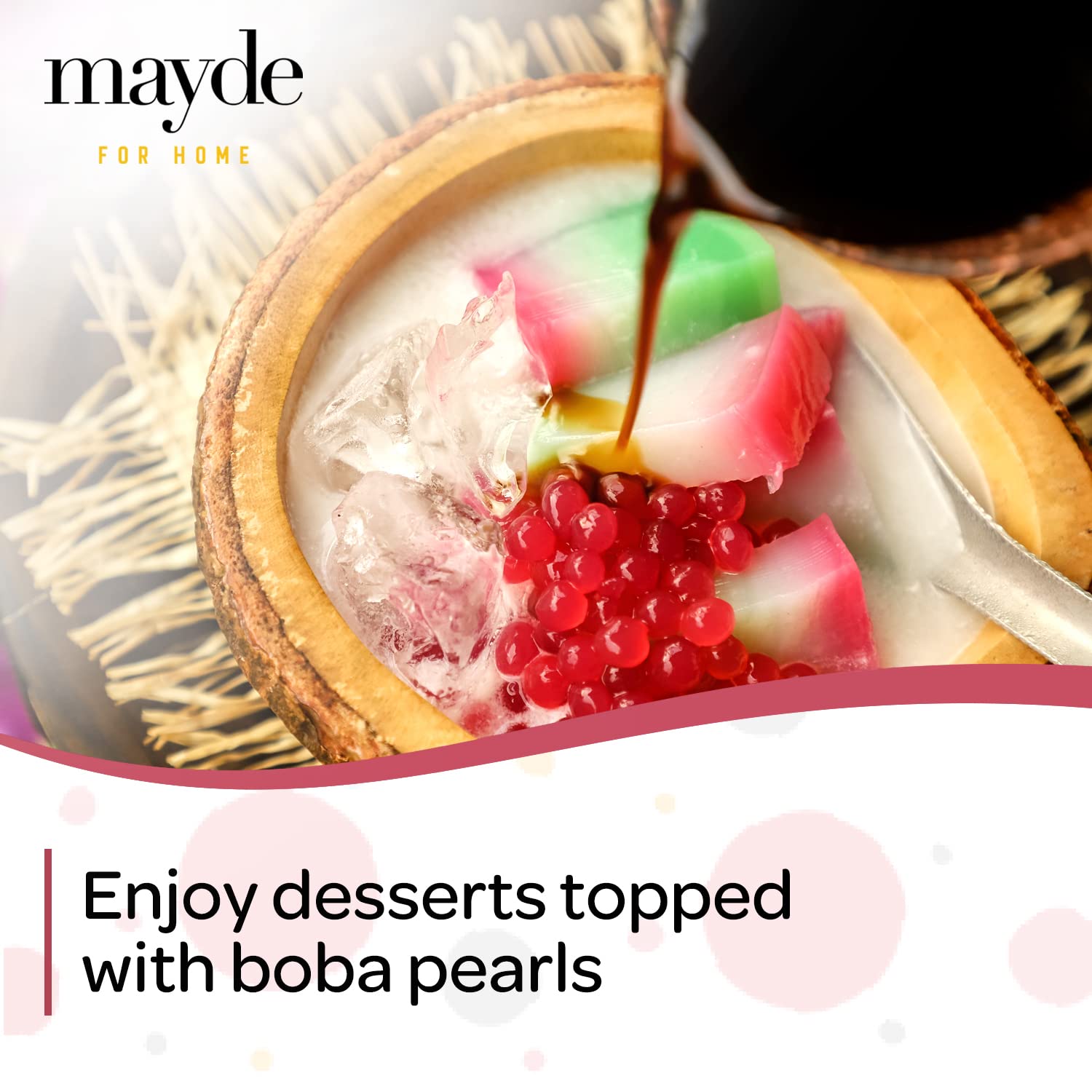 Mayde Popping Boba Pearls, Strawberry Boba Popping Pearls, Bursting Balls for Drinks, Desserts, & Breakfast Bowls, Strawberry Flavor, 7 Pounds