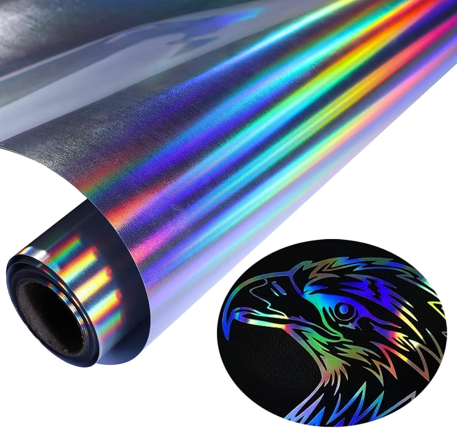 Car Wrap Vinyl Vehicle Self Adhesive Vinyl DIY Decal Camouflage Adhesive PVC Vinyl Film Waterproof Decorative Wrap Sticker Wrapping (Rainbow Holographic, 24 X 60 Inch)