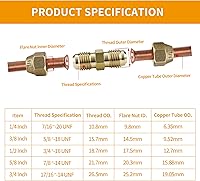 Vista 5 de Paquete de 2 conectores de junta de extensión de tubería de cobre de CA, adaptadores de acoplamiento de tubería de aire acondicionado de 5/8