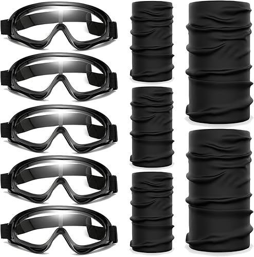 Juego de 10 piezas de motocicleta, 5 gafas de esquí para motocross, protección UV, a prueba de polvo, resistentes al viento, gafas de seguridad con